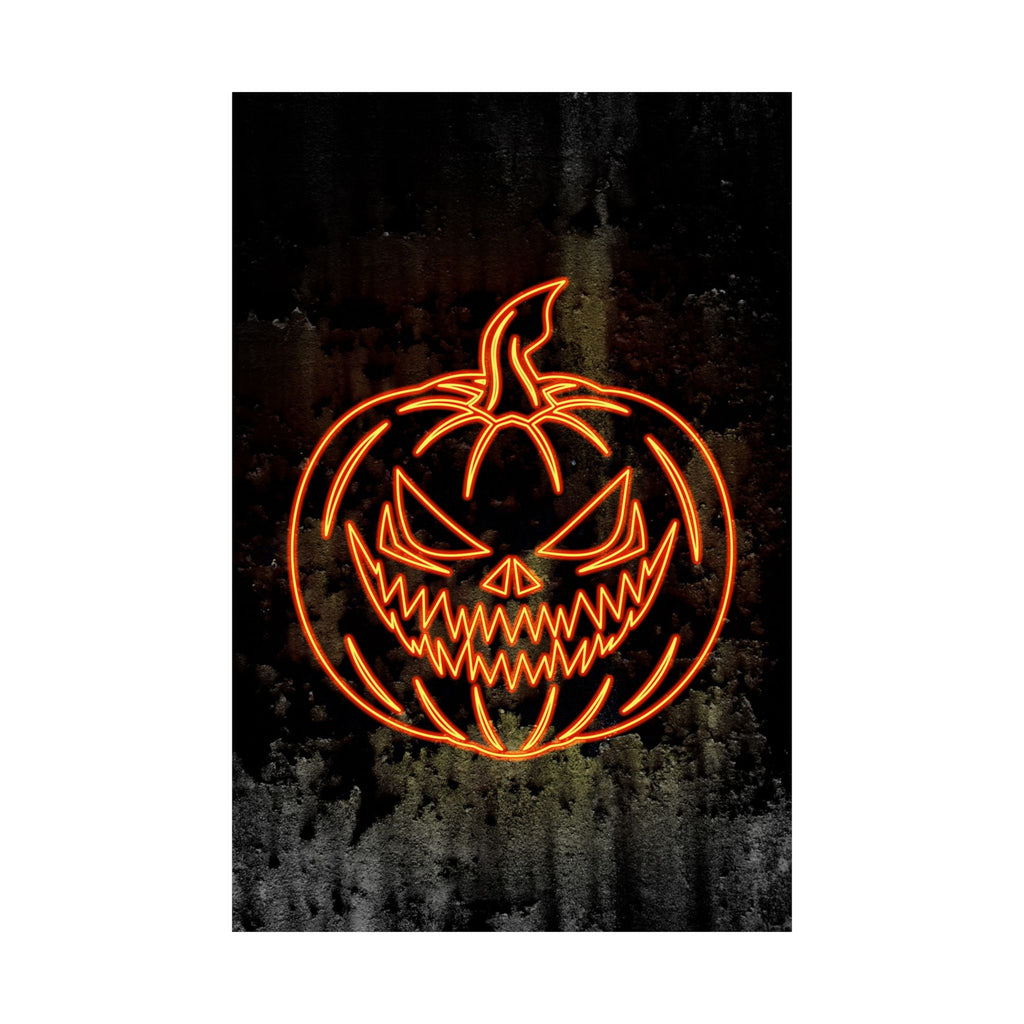 Neon Pumpkin Poster - Spooky Halloween Orange & Black Art Print