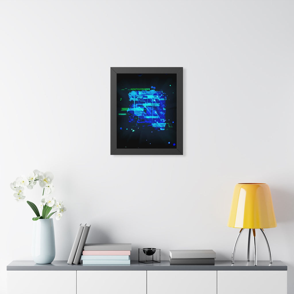 The Data Cube Framed Poster - Abstract Tech Cube Wall Art