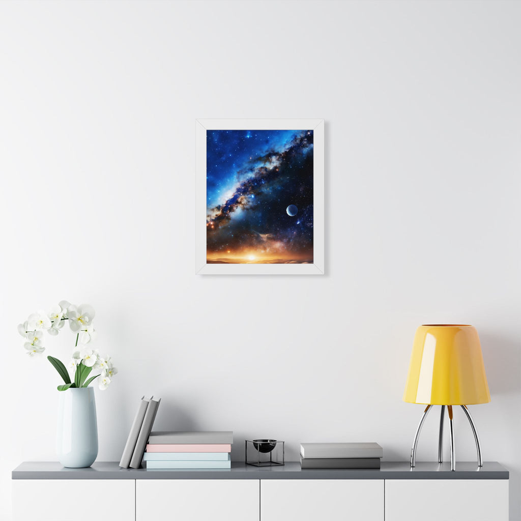 Space Sunrise Framed Poster - Cosmic Galaxy Sunrise Wall Art