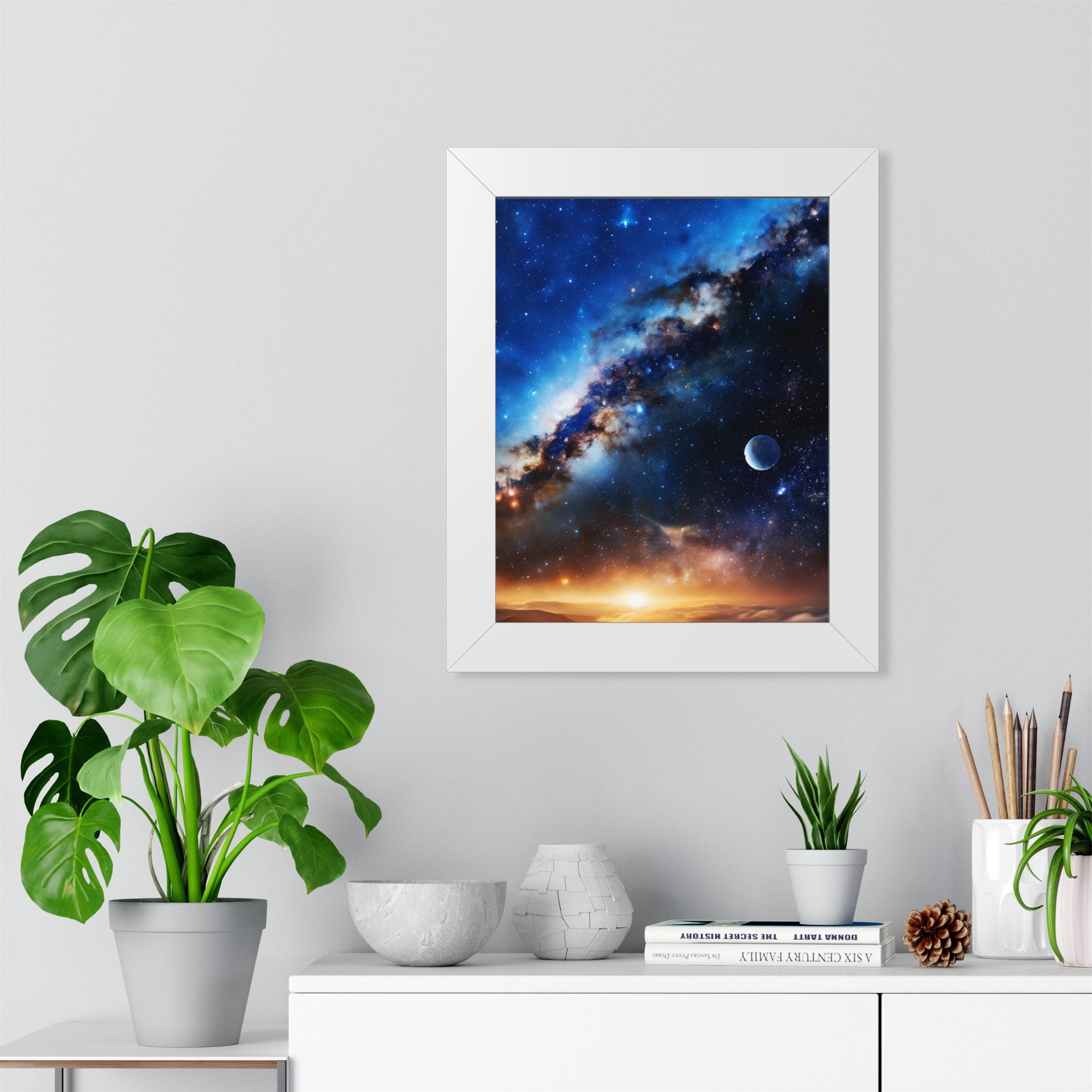 Space Sunrise Framed Poster - Cosmic Galaxy Sunrise Wall Art