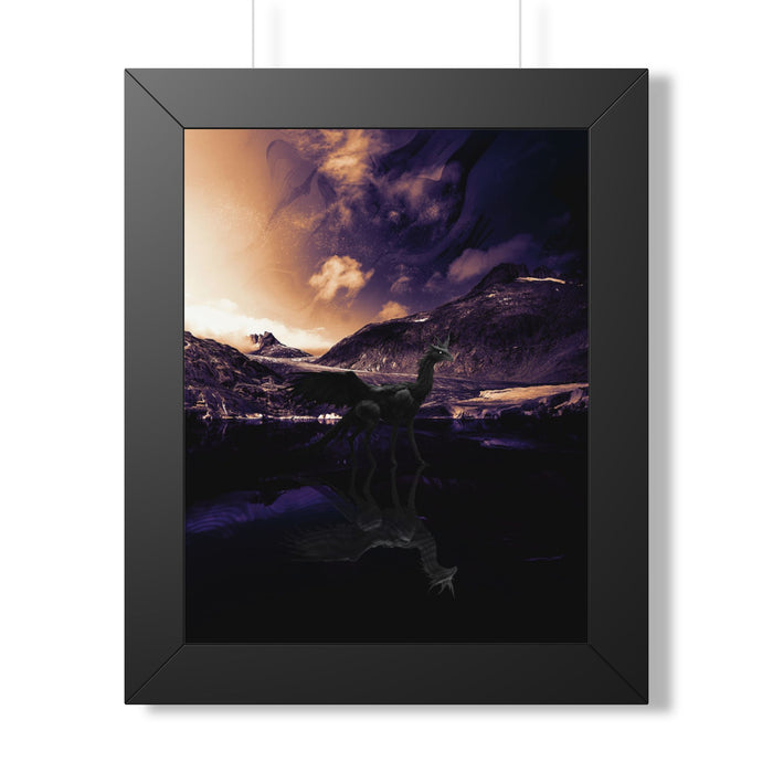 Baby Winged Dragon Poster - Mystic Mountain Lake Fantasy Art
