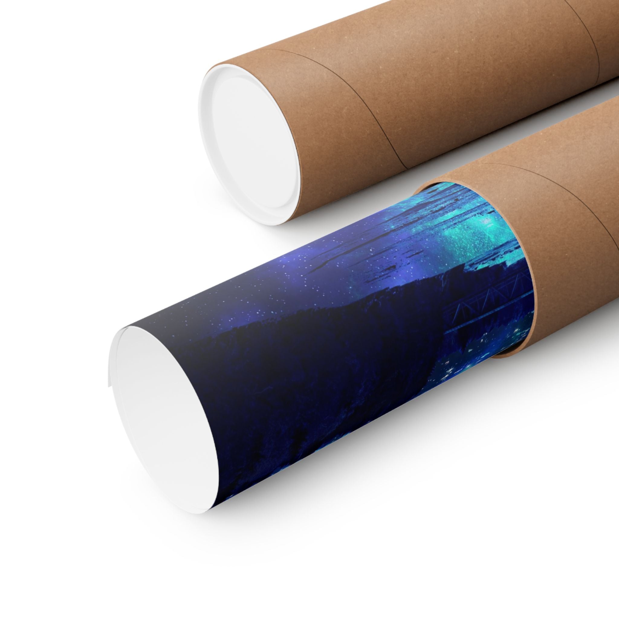 Cosmic Frosted City Skyline Poster Print - Galactic Cityscape