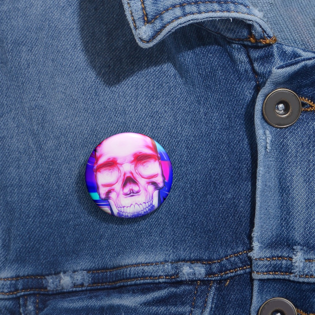 Free Your Mind Pin - Psychedelic Skull Art Button