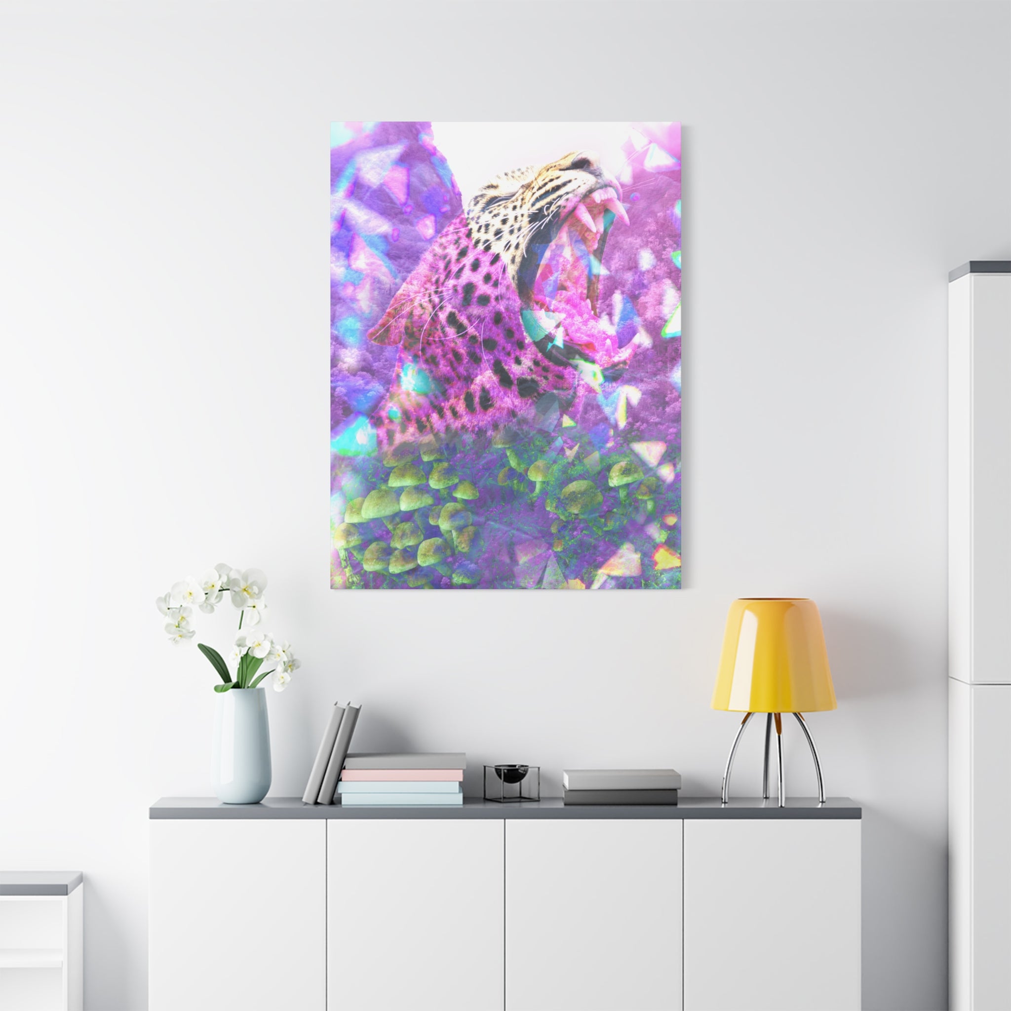 Vibrant Roaring Leopard Matte Canvas Wall Art