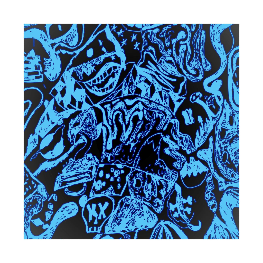 Doodles of a Lost Mind Poster - Cyan Sketchbook Doodle Art Print