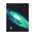 Vaporwave Green Blue Spiral Galaxy Canvas Art | Neon Retro Space Nebula Wall Decor