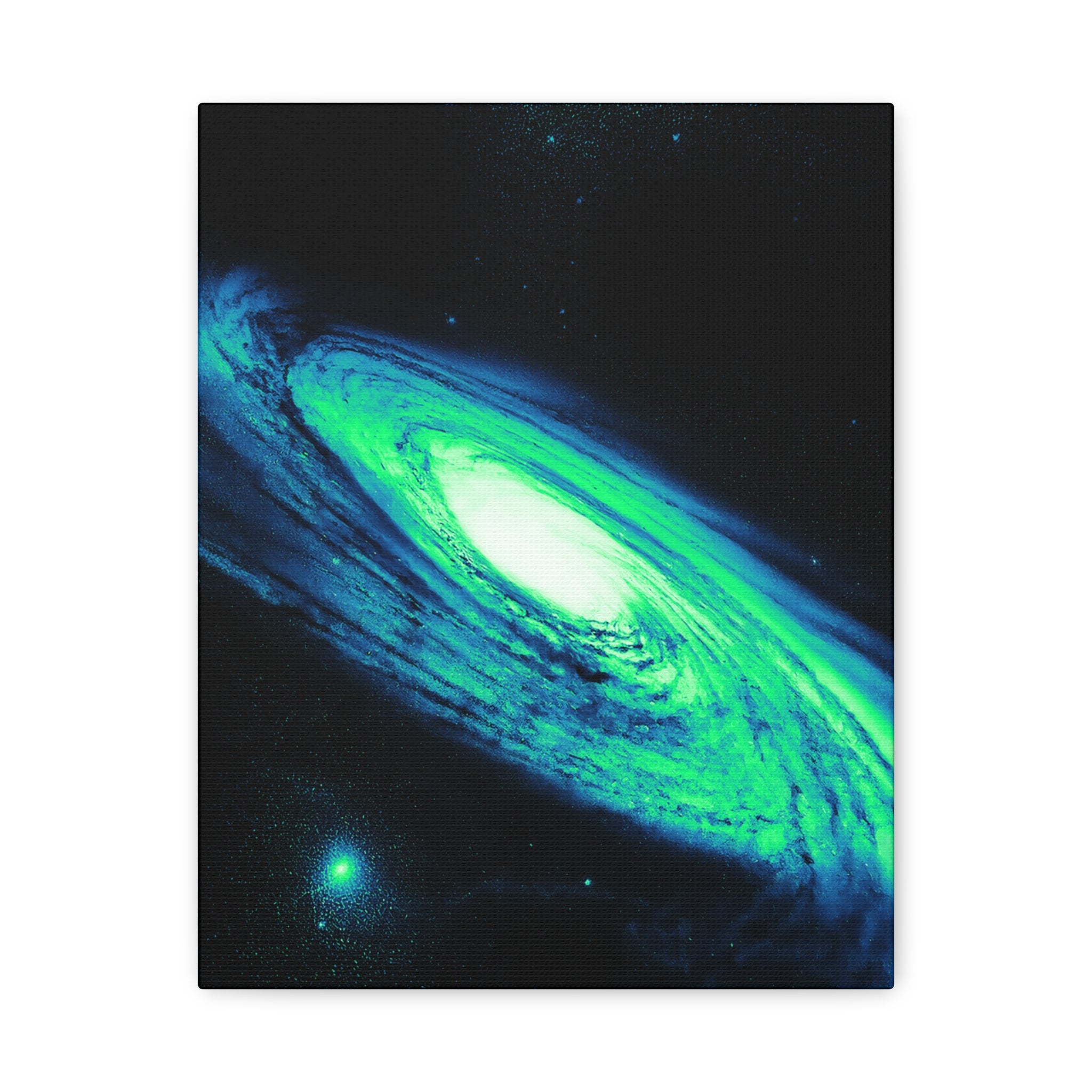 Vaporwave Green Blue Spiral Galaxy Canvas Art | Neon Retro Space Nebula Wall Decor