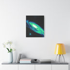 Vaporwave Green Blue Spiral Galaxy Canvas Art | Neon Retro Space Nebula Wall Decor