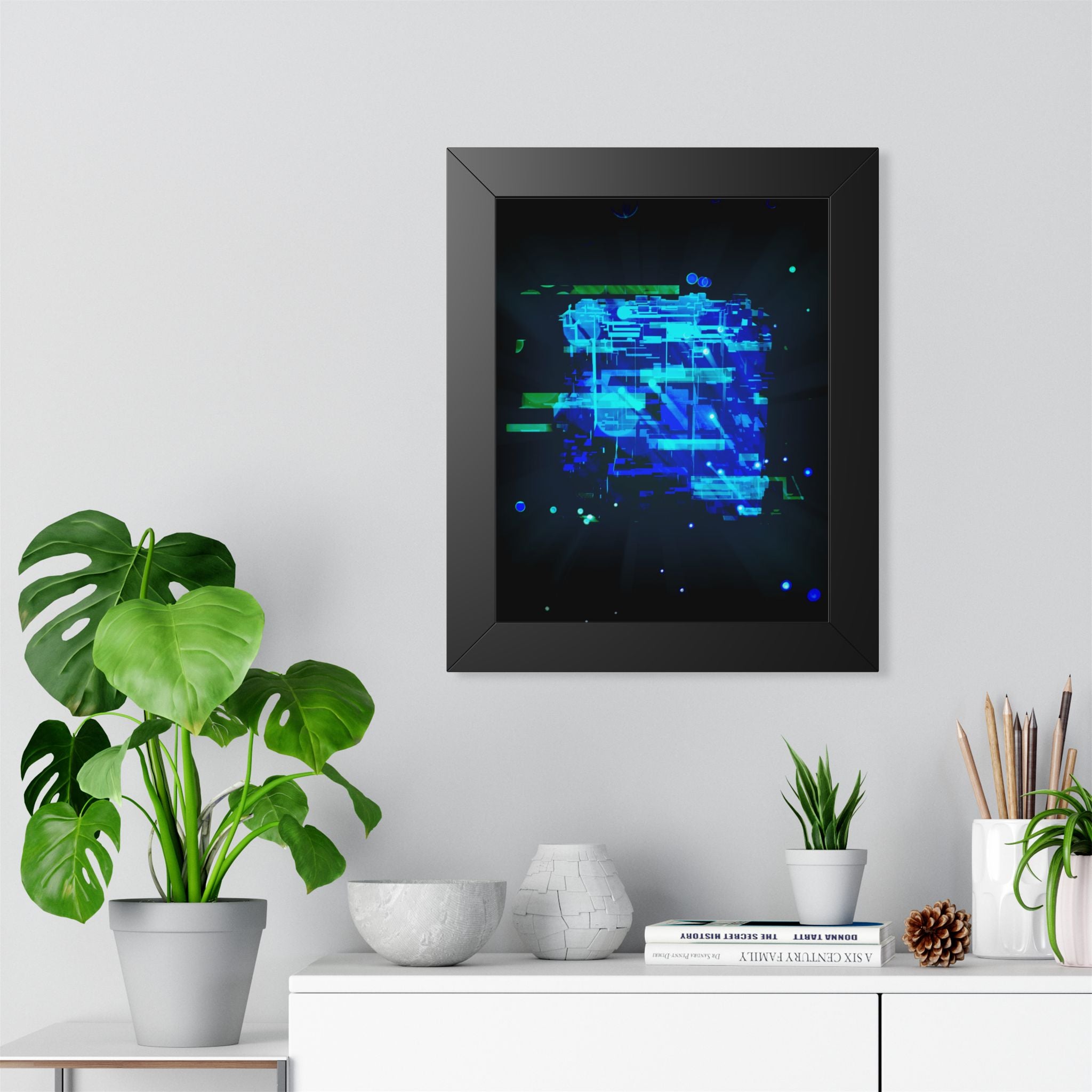 The Data Cube Framed Poster - Abstract Tech Cube Wall Art