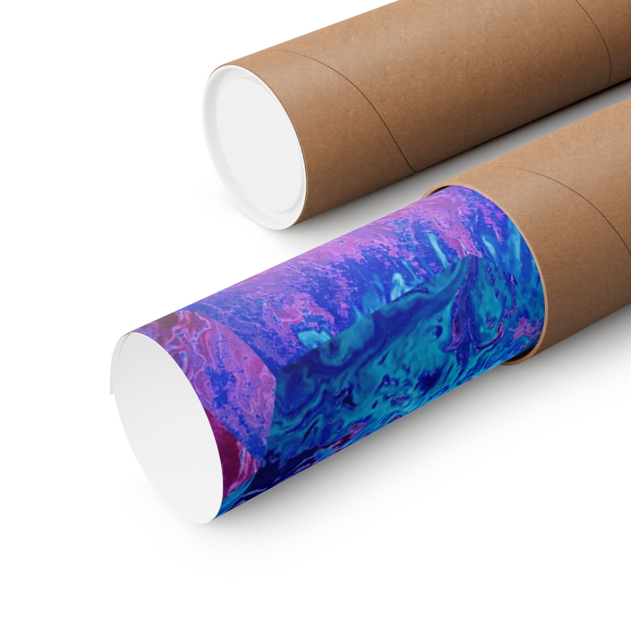 Trippy pink and blue Fractal Matte Poster Print