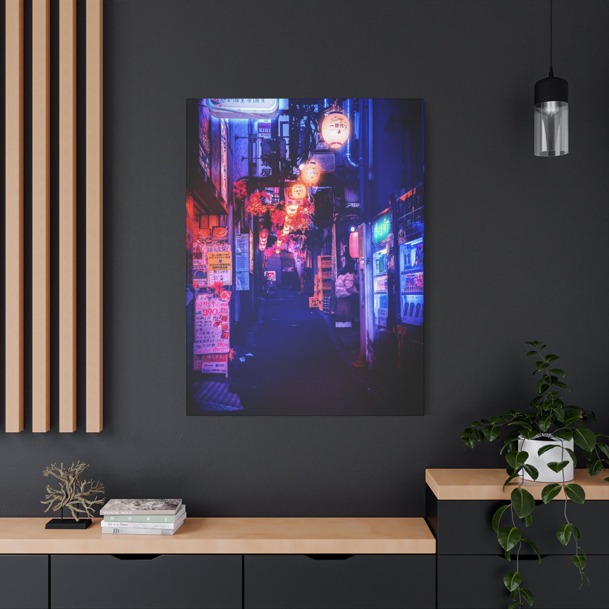 Japanese City Punk FX Canvas Wall Art - Cyberpunk Street Decor