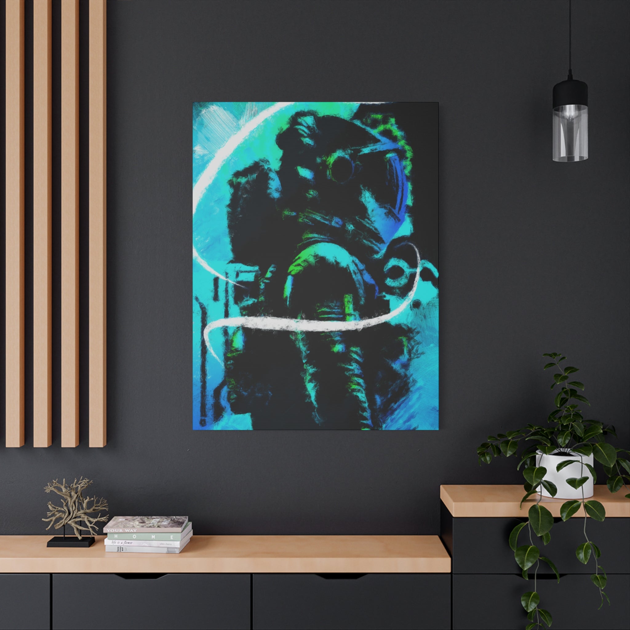 Grunge Space Man Canvas Art - Urban Graffiti Astronaut Decor