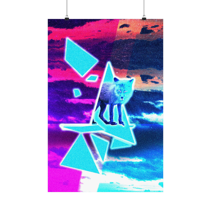 Blue Fox in Space Poster - Celestial Animal Art Print