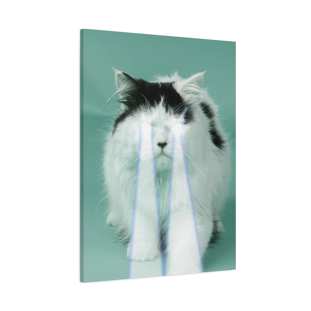 Laser Cat Canvas Wall Art - Funny Sci-Fi Space Feline Decor