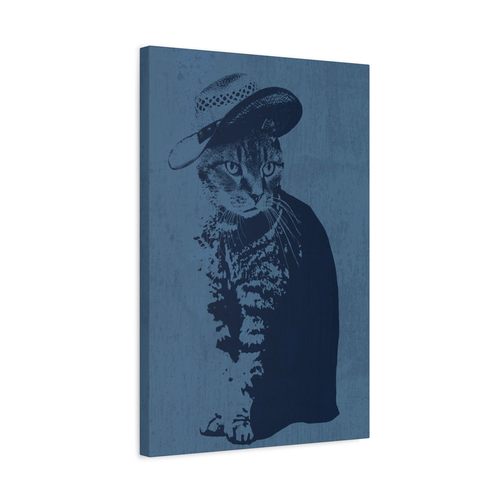 Grey Tabby Cat Canvas Wall Art - Cute Pet Portrait Decor