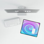 Daze And Haze Desk Mat - Swirling Vortex of Purple, Blue, White Mouse Pad