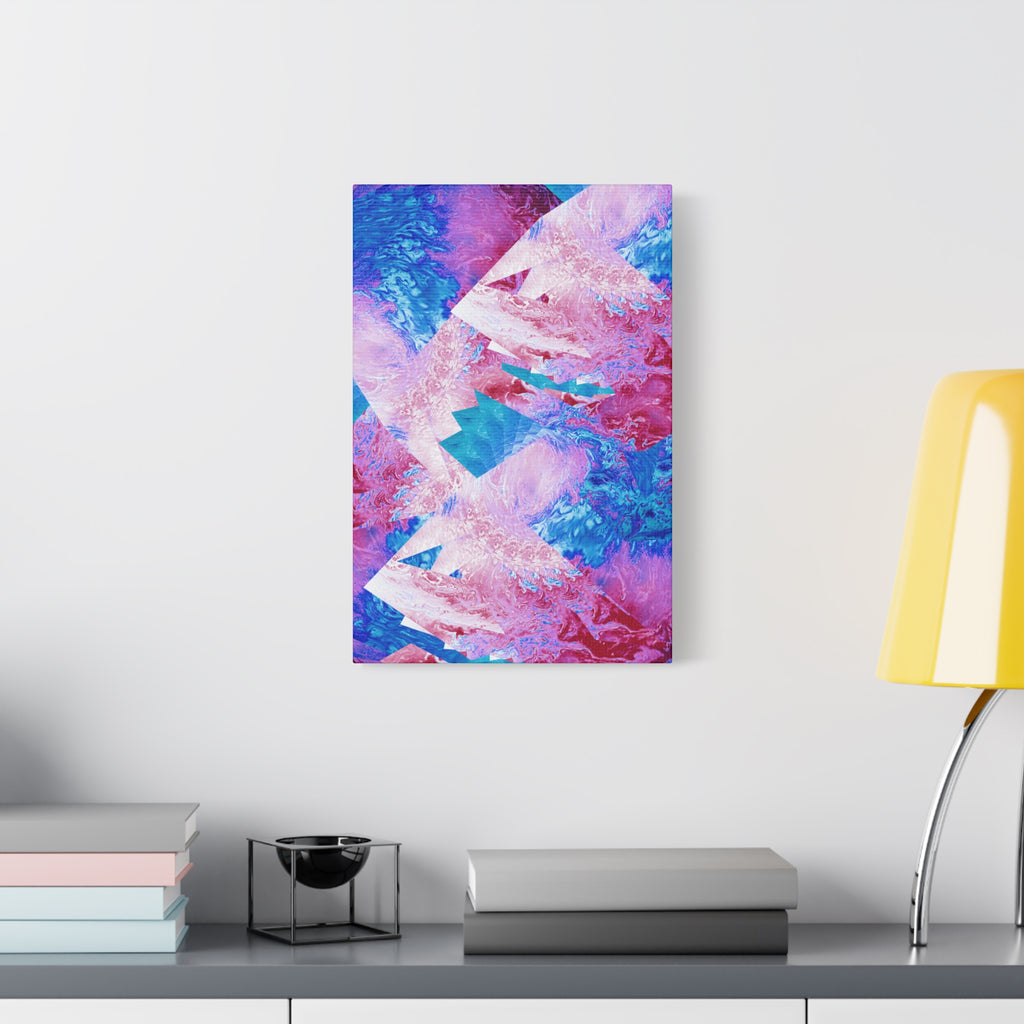 Trippy Pink and Blue Fractal Canvas Art | Surreal Abstract Sacred Geometry Wall Decor