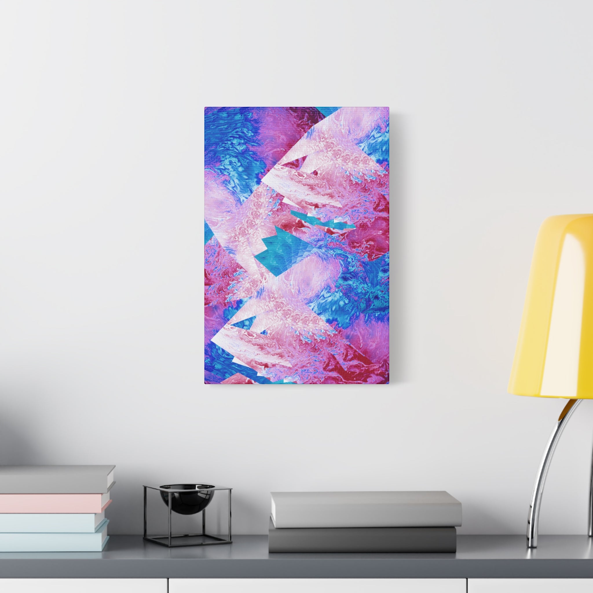 Trippy Pink and Blue Fractal Canvas Art | Surreal Abstract Sacred Geometry Wall Decor