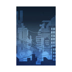 City Lights Abandoned City Poster - Cyberpunk Dystopian Art
