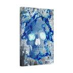 Blue Flame Skull Gothic Canvas Art - Edgy Fire Skeleton Decor