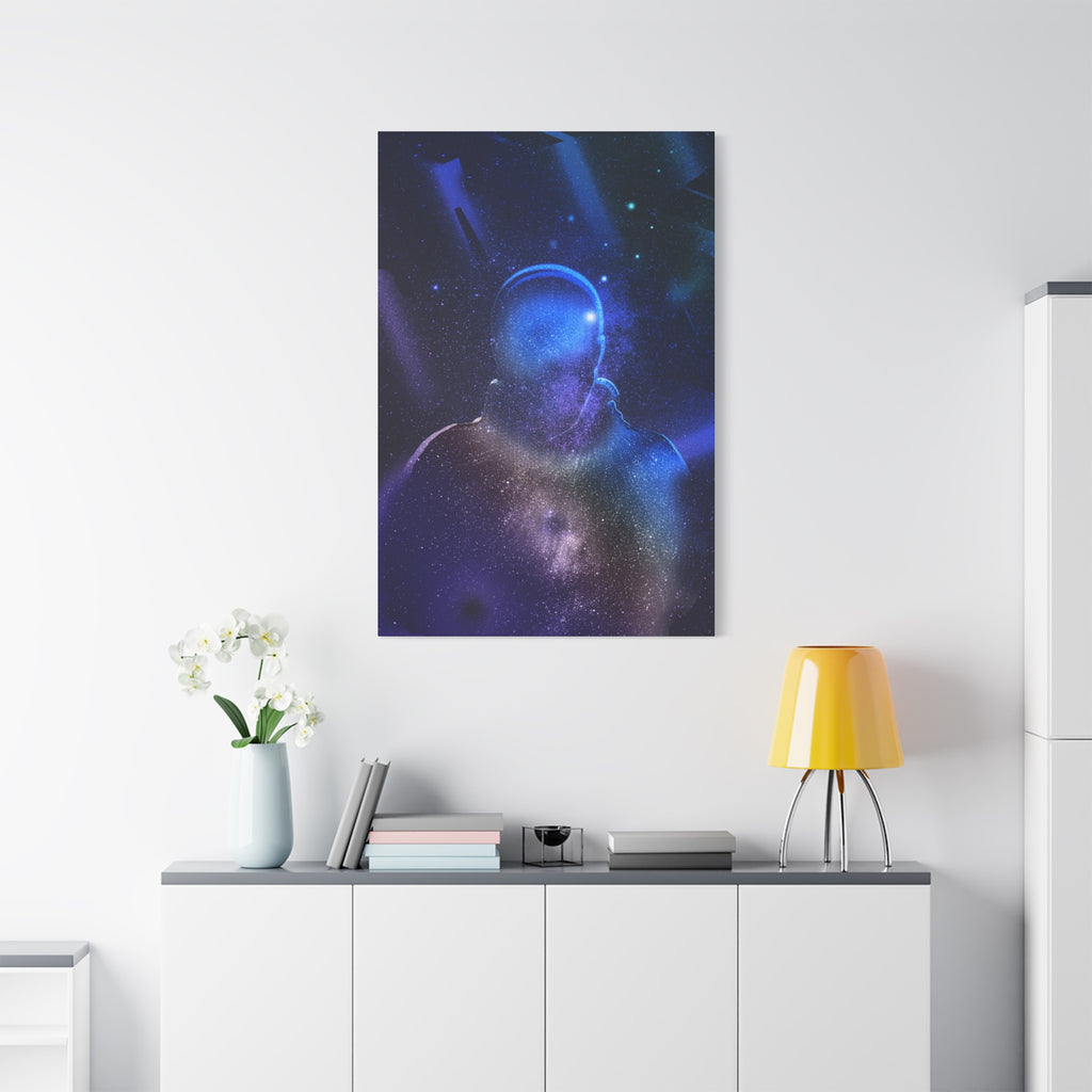 Figure in Space Canvas Wall Art - Cosmic Silhouette Decor