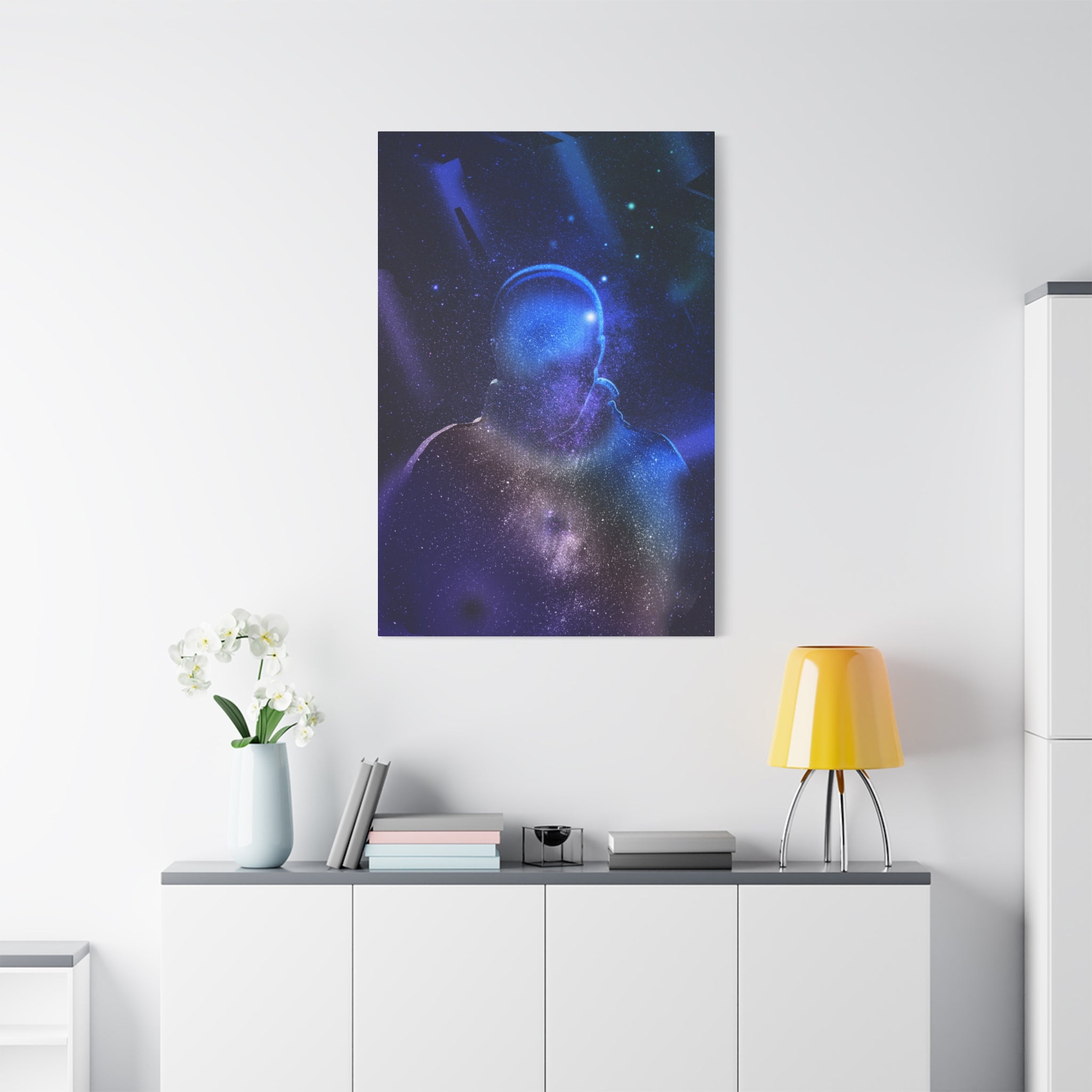 Figure in Space Canvas Wall Art - Cosmic Silhouette Decor