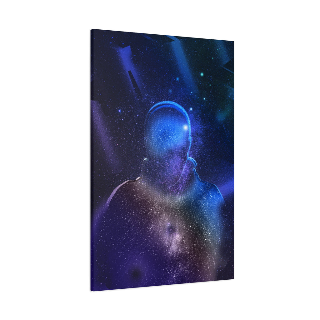 Figure in Space Canvas Wall Art - Cosmic Silhouette Decor