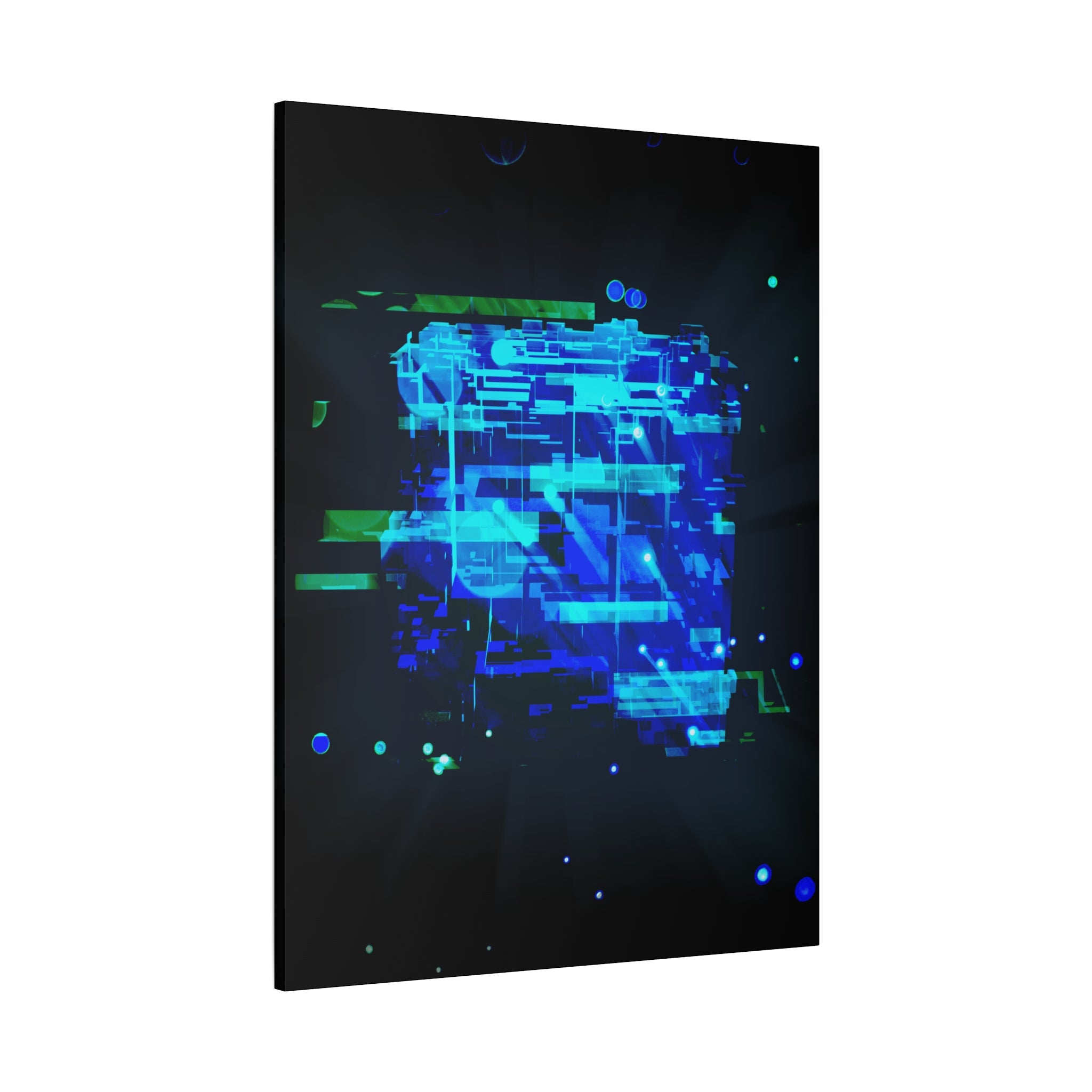The Data Cube Sci-Fi Cyberpunk Canvas Art | Abstract Tech Futuristic Digital Wall Decor