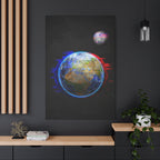 Earth Glitched Canvas Wall Art - Digital Glitch Futuristic World