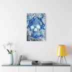 Blue Flame Skull Canvas Wall Art - Gothic Dark Fantasy Decor