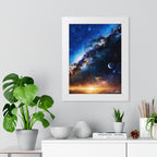 Space Sunrise Framed Poster - Cosmic Galaxy Sunrise Wall Art