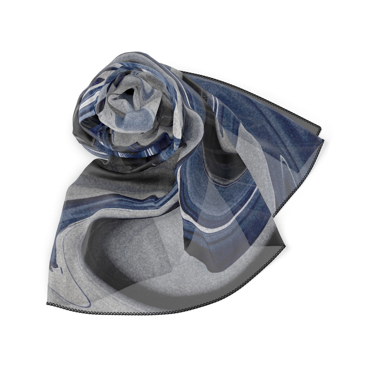 Chrome And Blue Scarf - Swirling Mix Shawl
