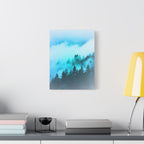 Blue Mountain Fog Canvas Wall Art - Misty Forest Nature Decor