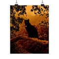 Spooky Cat in Tree Matte Vertical Poster | Premium Quality Art Print for Cat Lovers & Halloween Decor