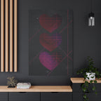 Three Hearts Level One Retro Gamer Canvas Art | Minimalist 8-Bit Pixel Love Wall Decor