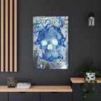 Blue Flame Skull Gothic Canvas Art - Edgy Fire Skeleton Decor
