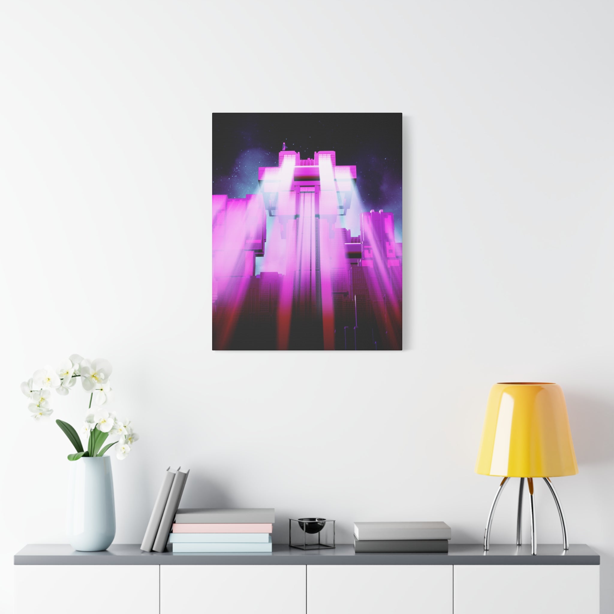 The City of Lights Vibrant Cityscape Canvas Art | Modern Neon Urban Skyline Wall Decor