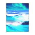 Starry Mountain Sky Canvas Wall Art - Aurora Borealis Decor