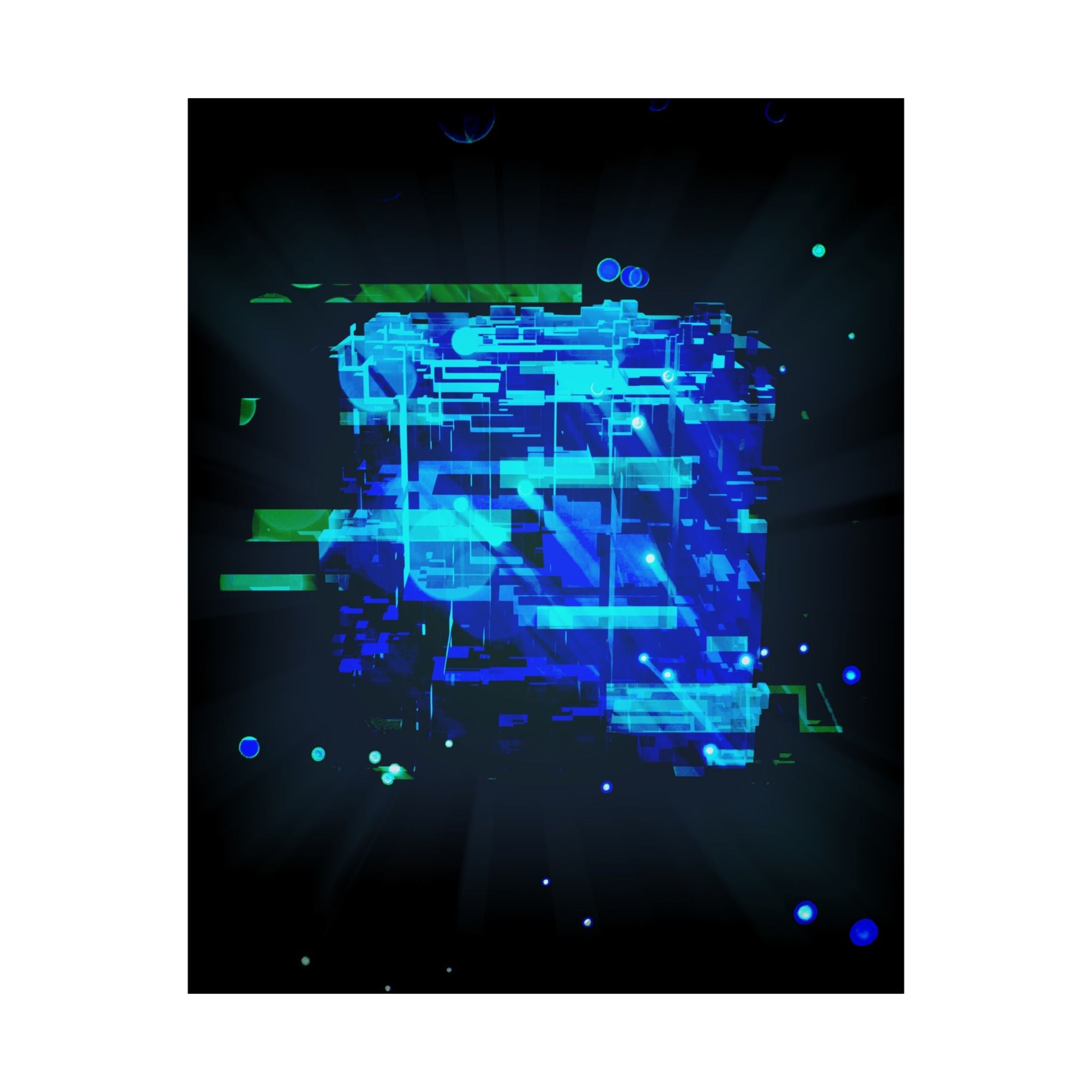 Vibrant Data Cube Matte Vertical Poster - Stunning Digital Art for Home Decor