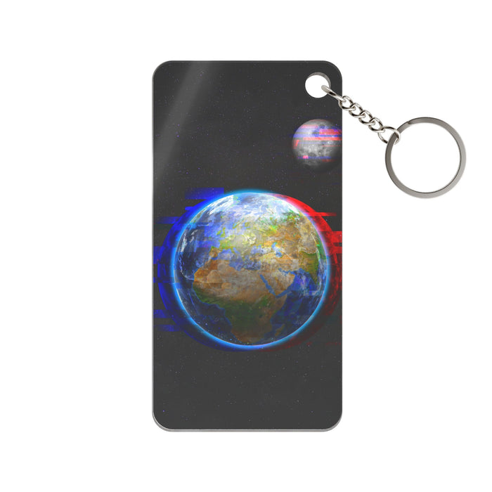 Earth Glitched Keychain - Glitch Art Acrylic Charm