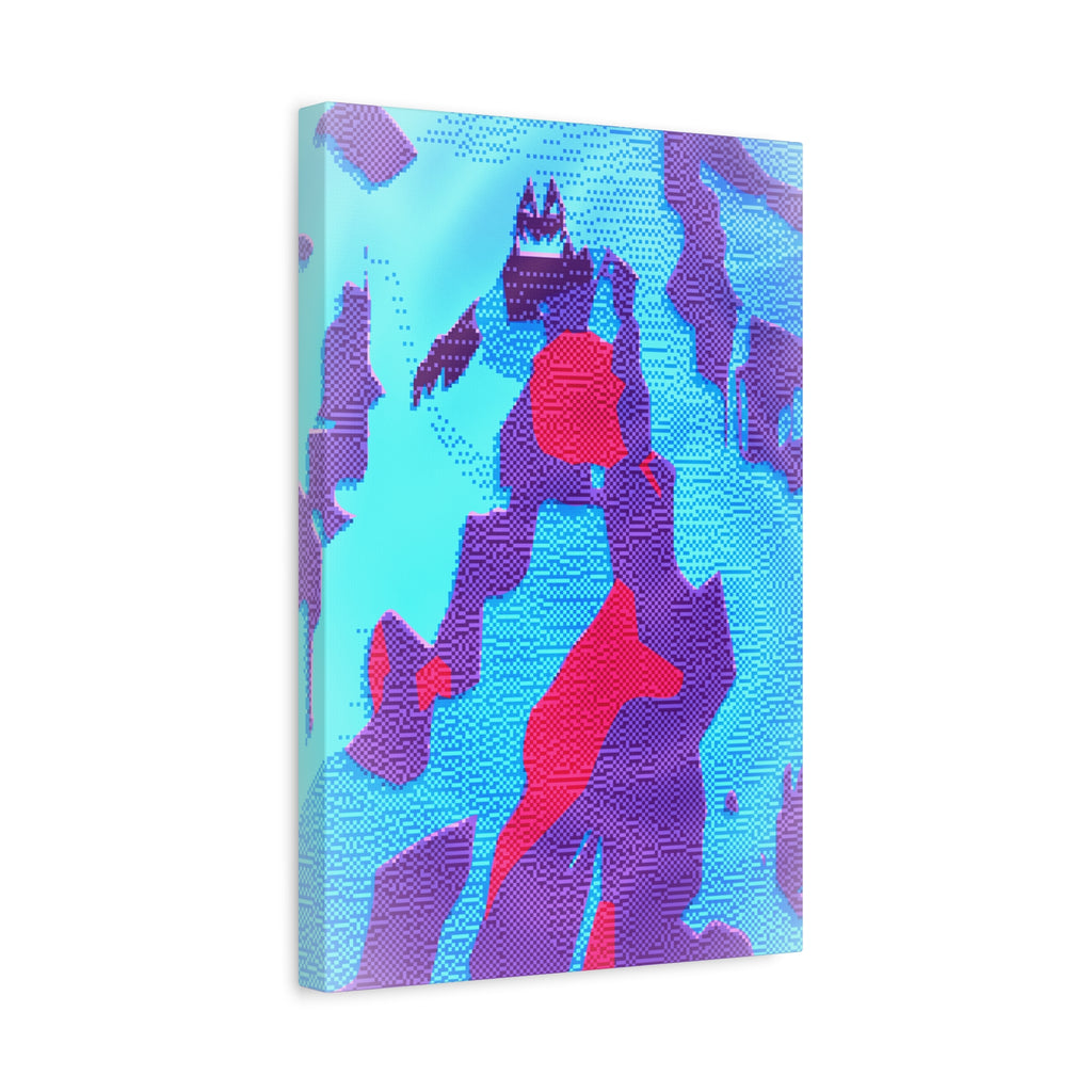 Retro Ice Cave Canvas Wall Art - Cool-Toned Glitch Winter Decor