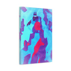 Retro Ice Cave Canvas Wall Art - Cool-Toned Glitch Winter Decor
