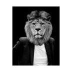 Lion in a Suit Poster - Quirky Animal Portrait Art Print