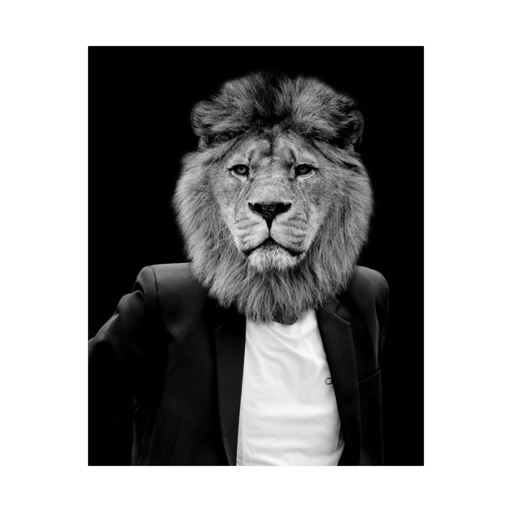 Lion in a Suit Poster - Quirky Animal Portrait Art Print