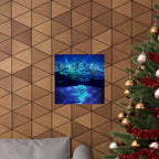 Cosmic Frosted City Skyline Poster Print - Galactic Cityscape
