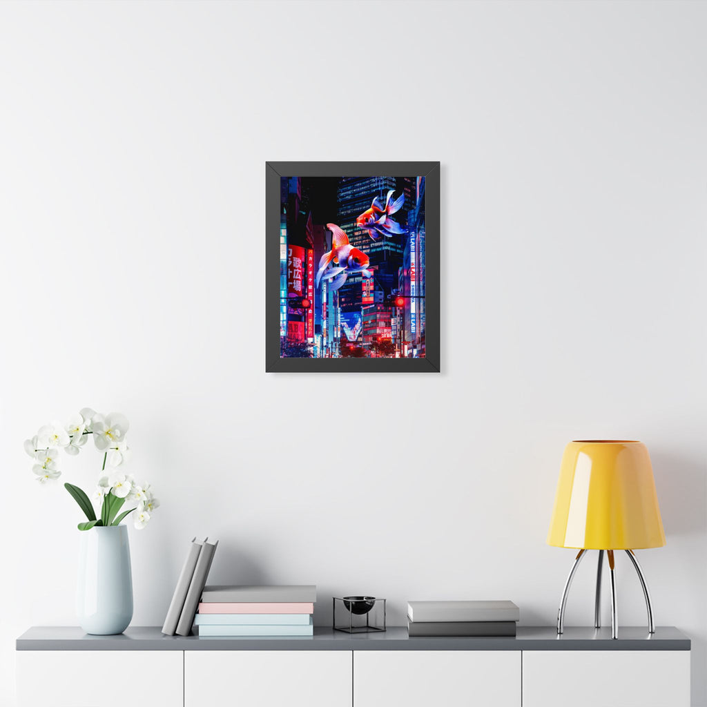 Japanese City Punk FX.2 Koi Attack Poster - Neon Urban Fantasy Art