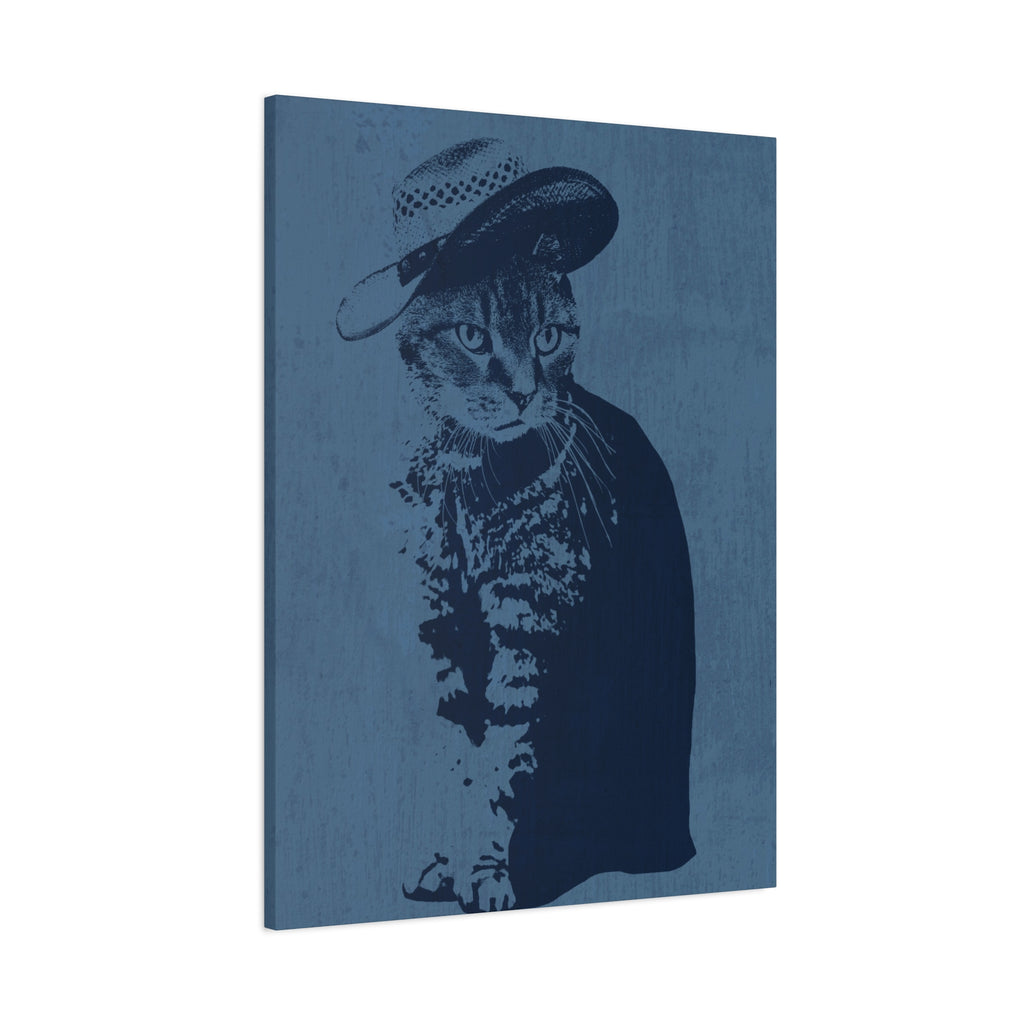 Grey Tabby Cat Canvas Wall Art - Cute Pet Portrait Decor