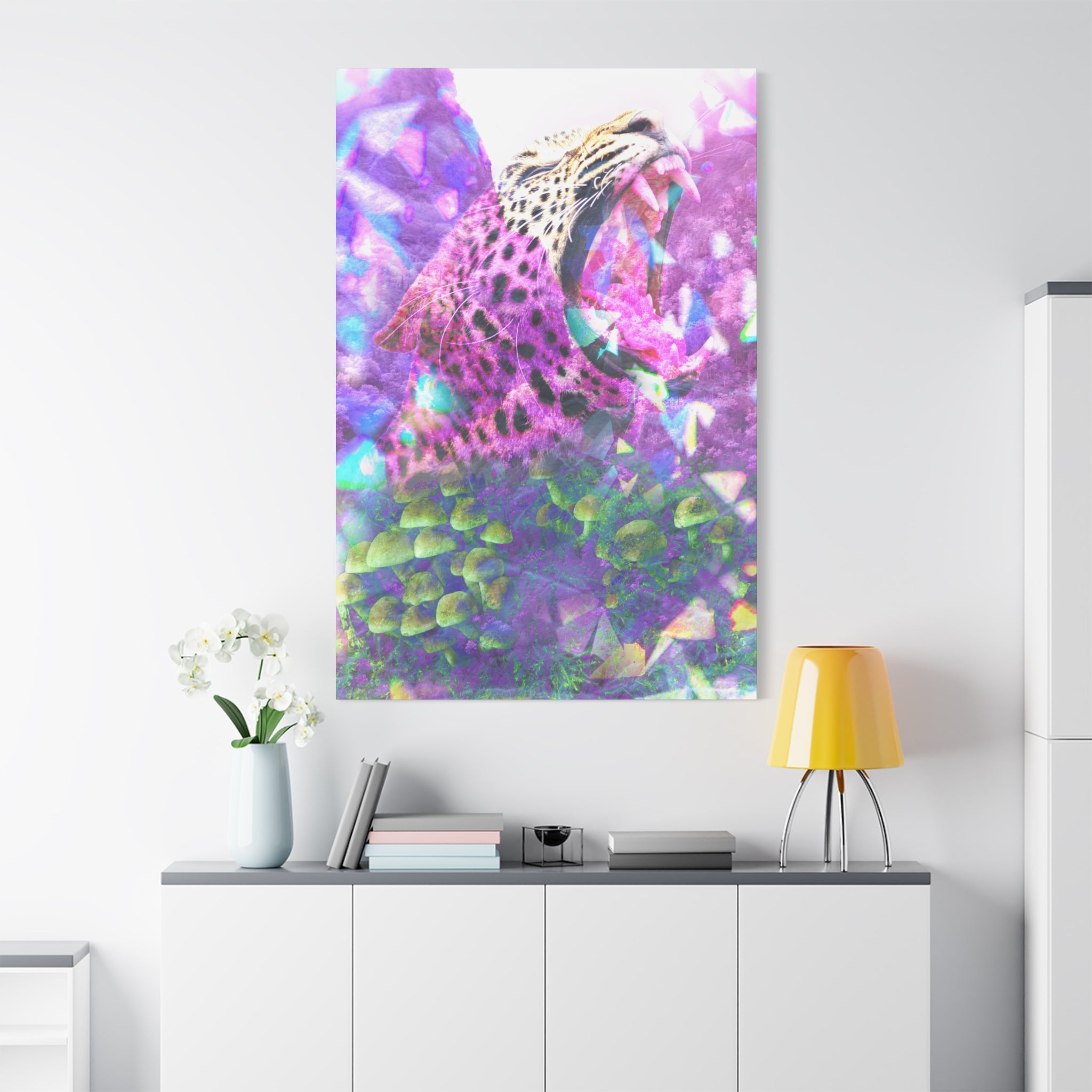 Vibrant Roaring Leopard Matte Canvas Wall Art