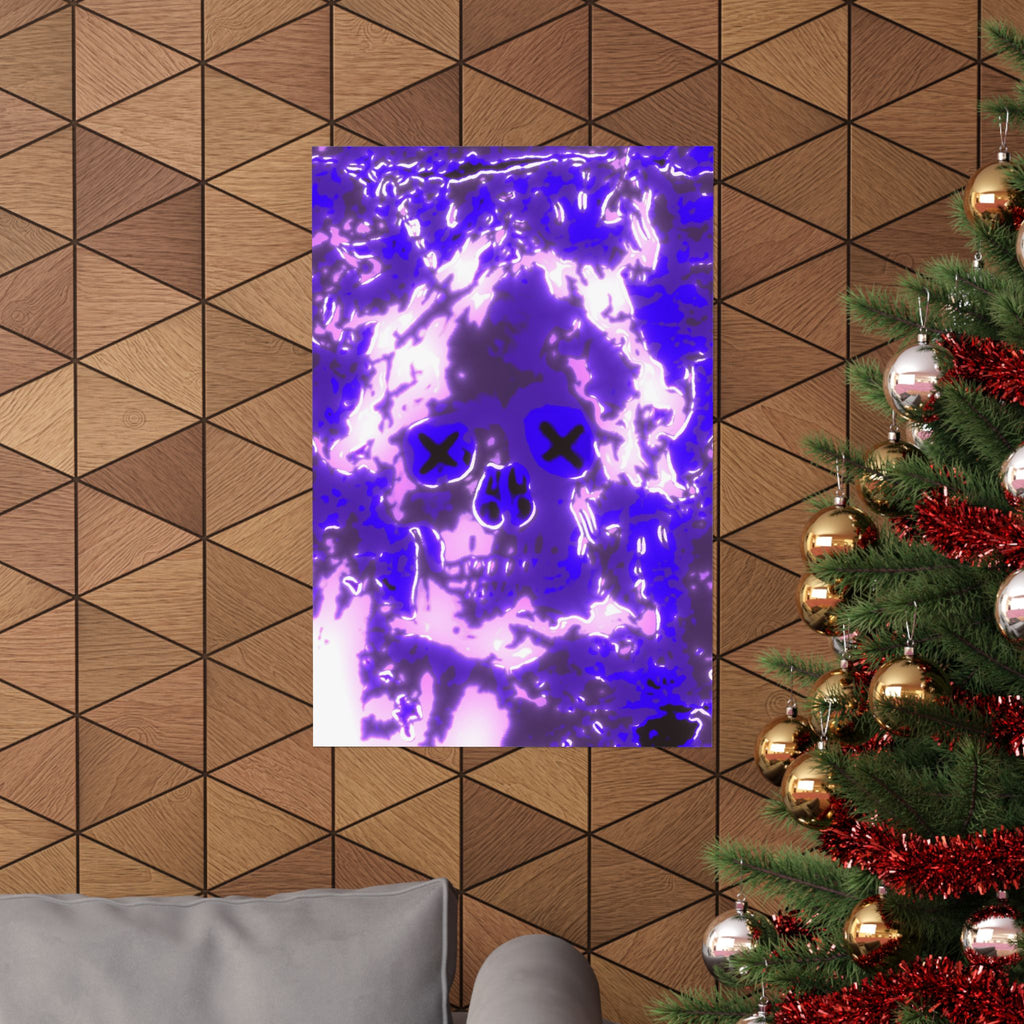 Vaporwaave Neon Skull Matte Poster Print