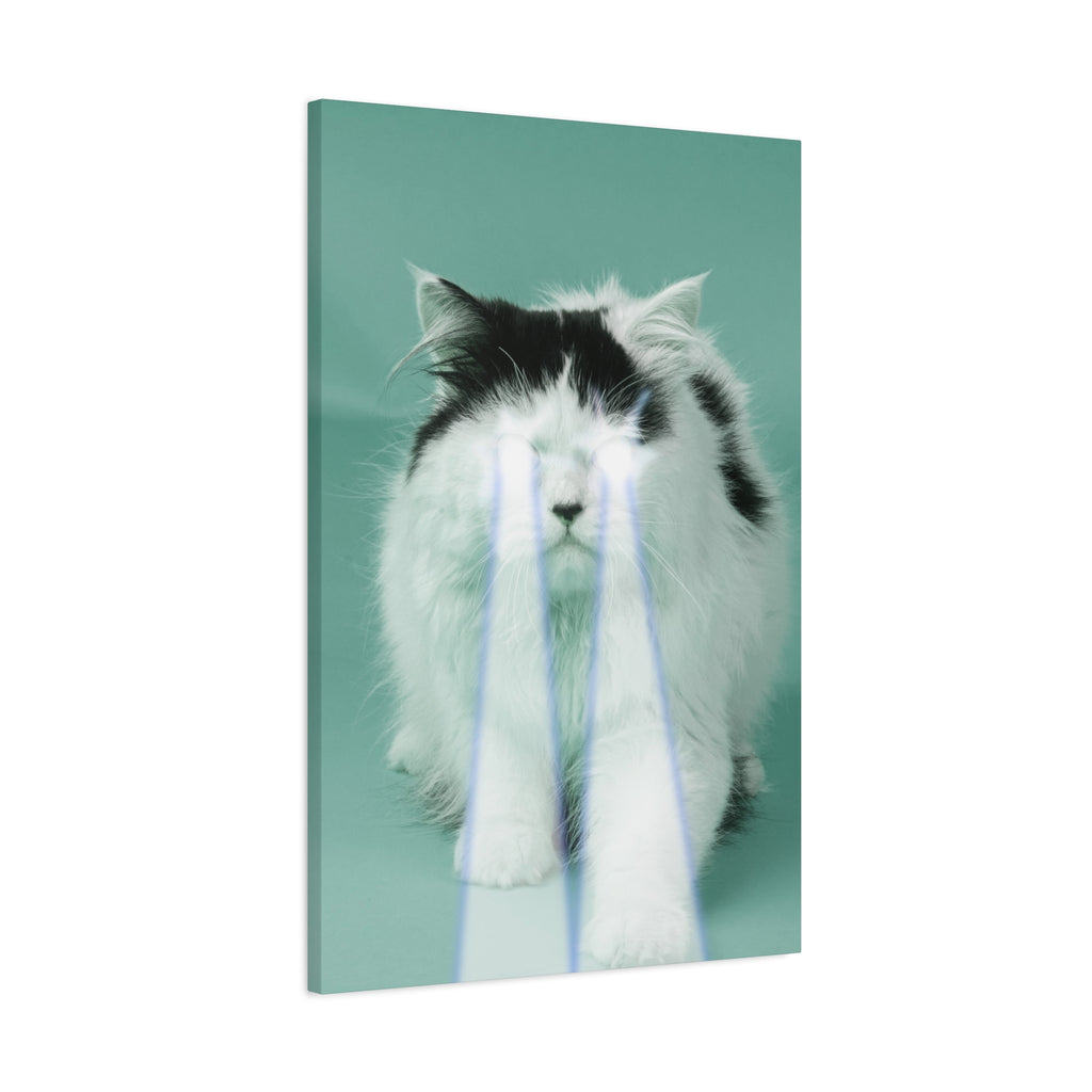 Laser Cat Canvas Wall Art - Funny Sci-Fi Space Feline Decor